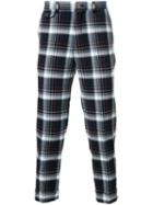 Education From Youngmachines Plaid Cropped Trousers, Men's, Size: 1, Blue, Polyester