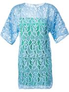Vionnet Embroidered Lace Dress, Women's, Size: 38, Blue, Polyester/silk