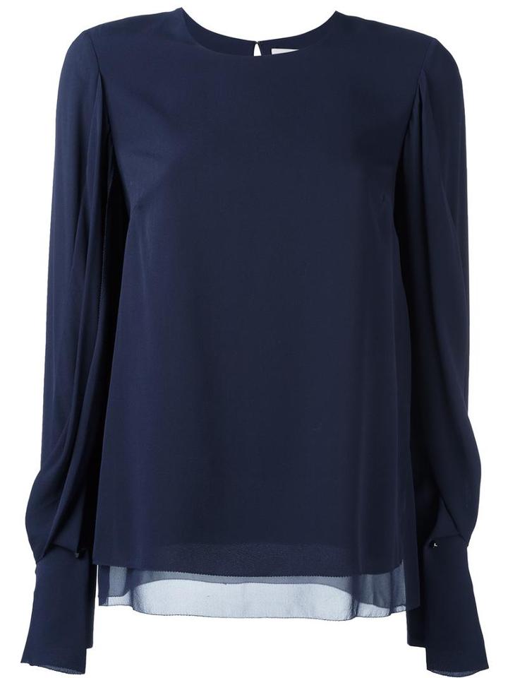 3.1 Phillip Lim Draped Sleeve Blouse, Women's, Size: 2, Blue, Silk