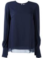3.1 Phillip Lim Draped Sleeve Blouse, Women's, Size: 2, Blue, Silk