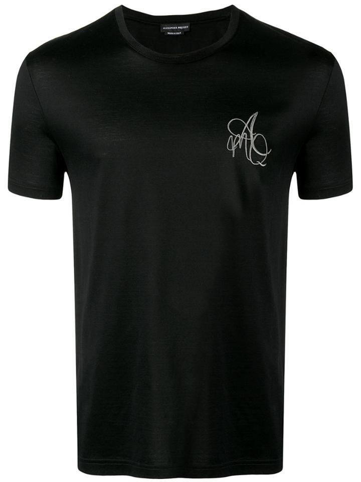 Alexander Mcqueen Embroidered Logo T-shirt - Black