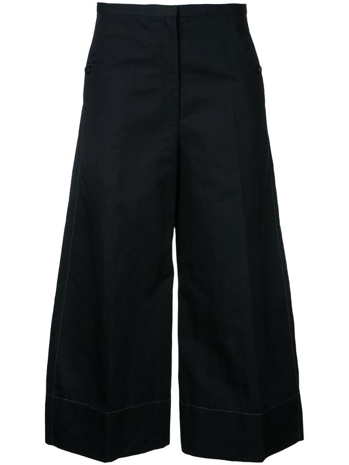 Lemaire - Cropped Flared Trousers - Women - Cotton/linen/flax - 38, Black, Cotton/linen/flax