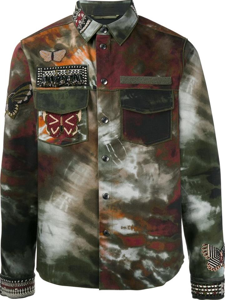 Valentino 'tie & Dye Jamaica Butterflies' Shirt Jacket, Men's, Size: 50, Green, Cotton/viscose