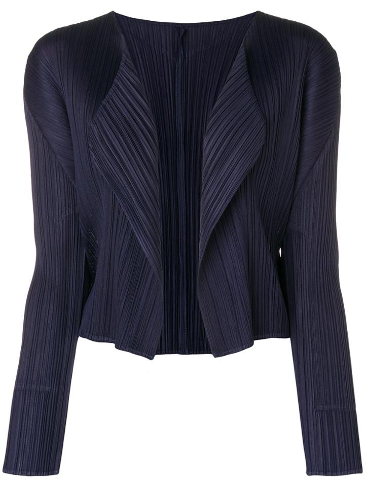 Pleats Please By Issey Miyake Pleated Open Jacket - Blue