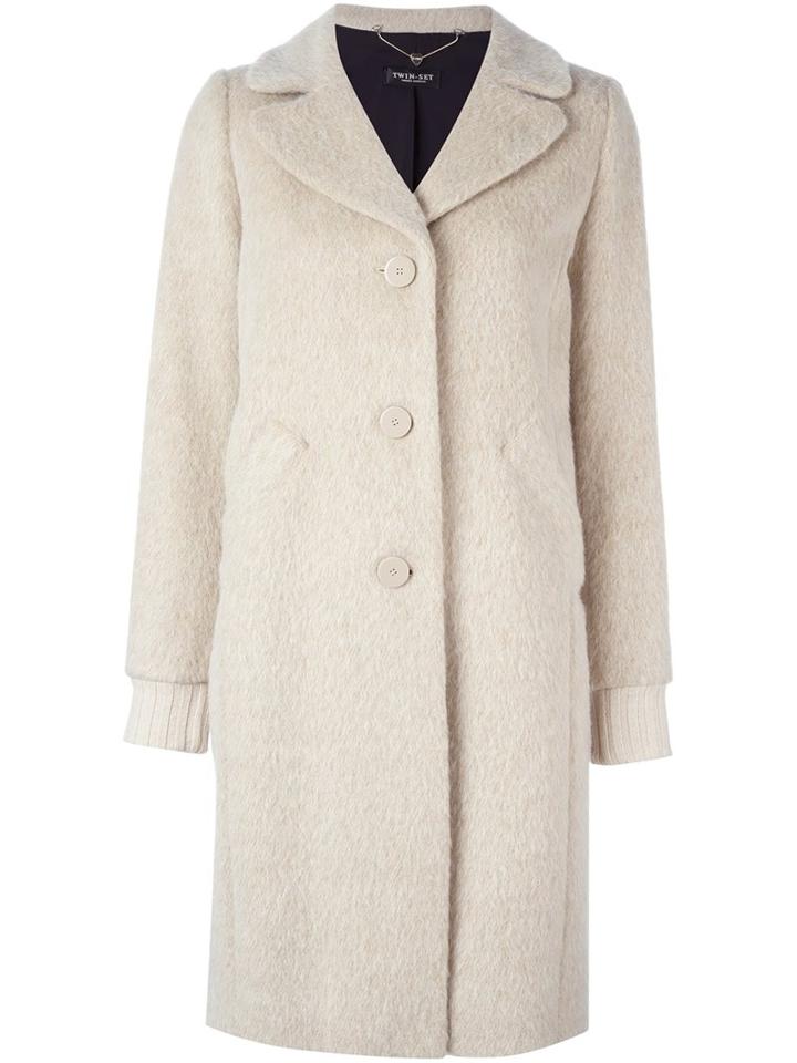 Twin-set Single Breasted Coat, Women's, Size: Xxs, Nude/neutrals, Acrylic/polyamide/polyester/other Fibers