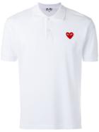 Comme Des Garçons Play Embroidered Logo Polo Shirt, Men's, Size: Small, White, Cotton
