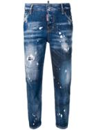 Dsquared2 Bleached Effect Cropped Jeans - Blue