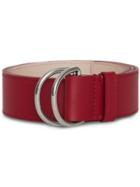 Burberry Leather Double D-ring Belt - Red