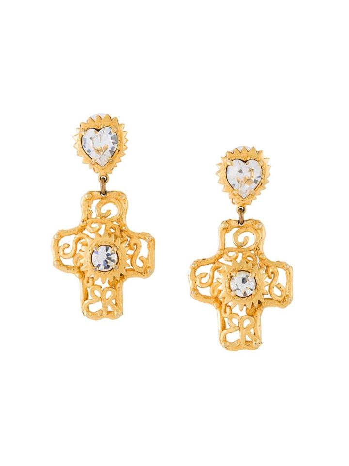 Christian Lacroix Vintage 'défilé' Cross Clip-on Earrings