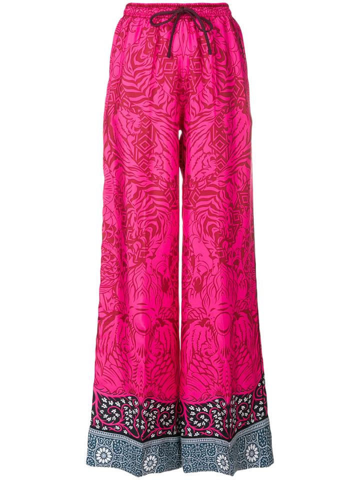 Mary Katrantzou Tiger Pattern Palazzo Trousers - Pink & Purple