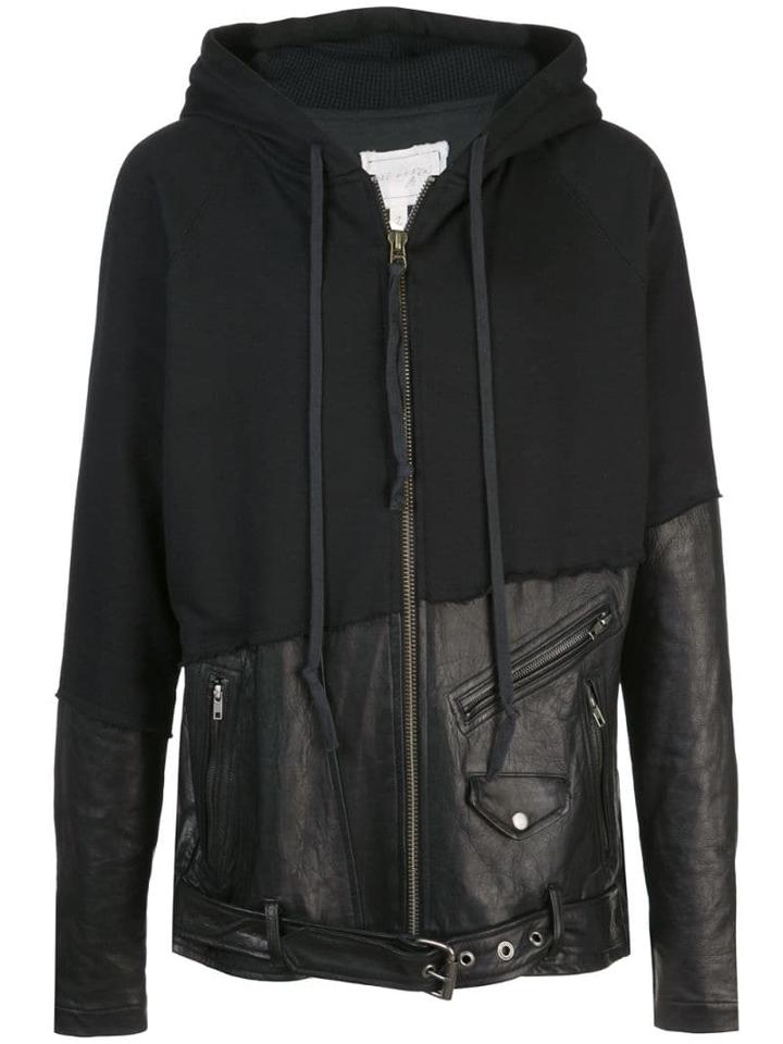 Greg Lauren Hoodie Biker Jacket - Black