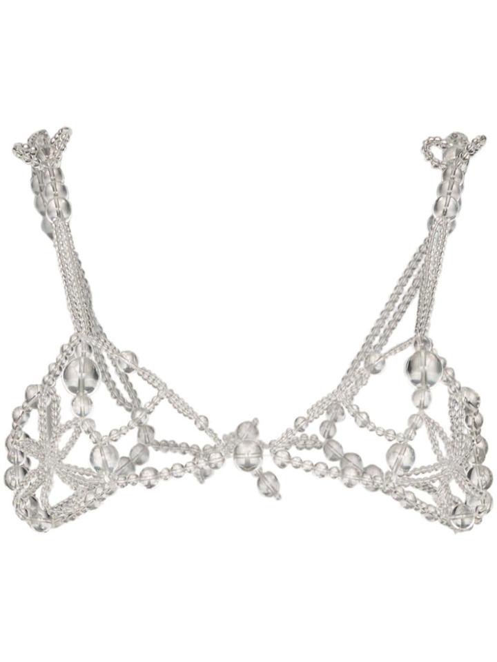 Susan Fang Crystal-effect Beaded Bralette - White