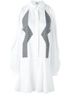 Kenzo Zig-zag Panel Shirt Dress, Women's, Size: 40, White, Polyester/viscose/spandex/elastane