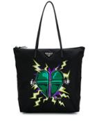 Prada Bolted Heart Tote Bag - Black