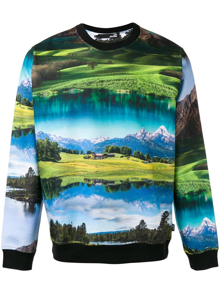 Love Moschino - Landscape Print Sweatshirt - Men - Cotton - L, Green, Cotton