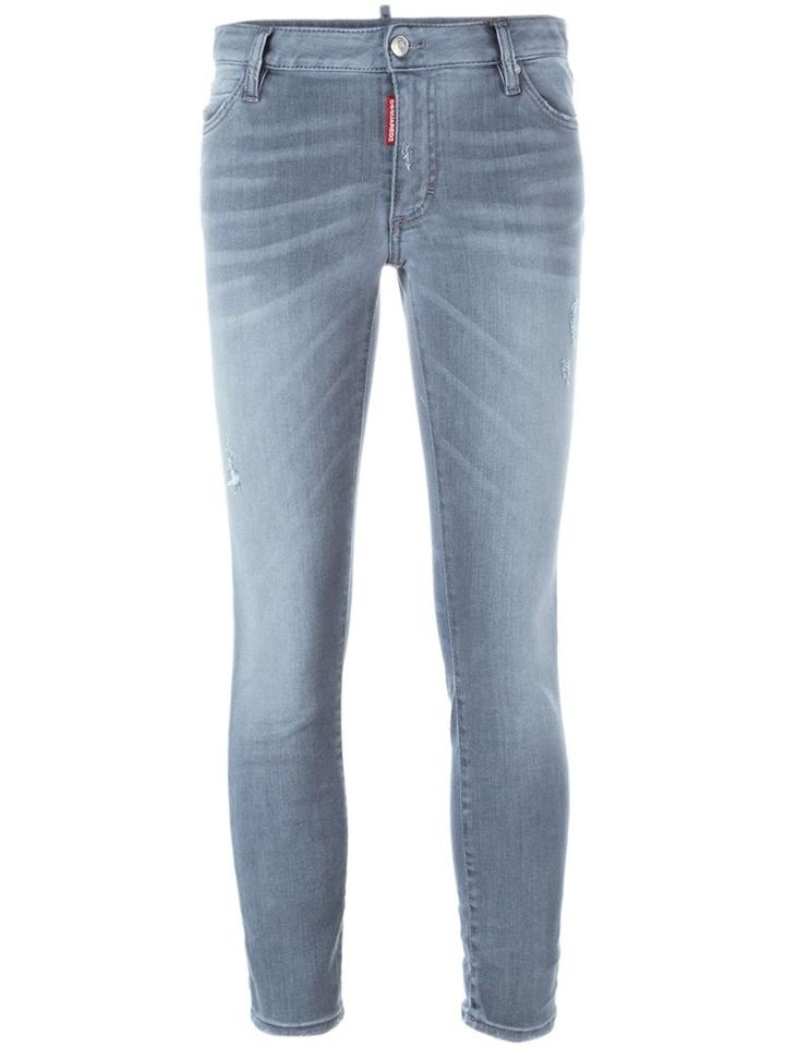 Dsquared2 Kenny Twist Medium Waist Jeans, Women's, Size: 38, Grey, Cotton/polyester/spandex/elastane/spandex/elastane