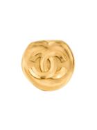 Chanel Vintage Cc Logo Brooch, Metallic