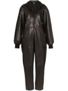 Montana Hooded Leather Jumpsuit - Black
