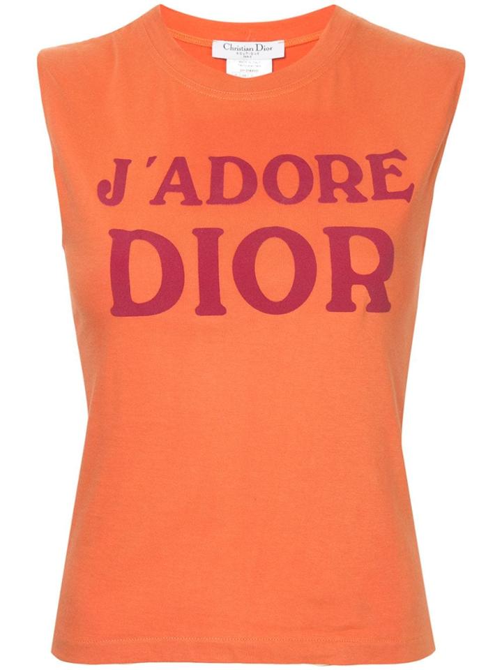 Christian Dior Vintage Christian Dior Sleeveless Shirt Tops - Orange