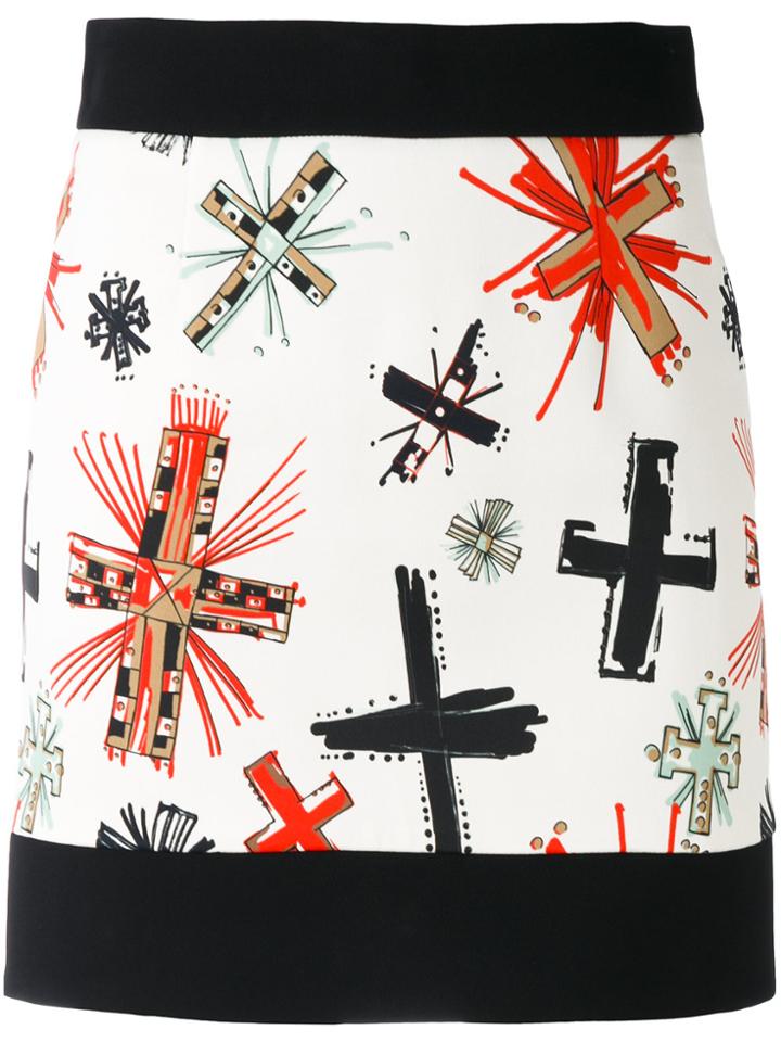 Fausto Puglisi Graphic Cross Print Skirt - Nude & Neutrals