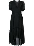 Ulla Johnson Silk V-neck Asymmetric Dress - Black