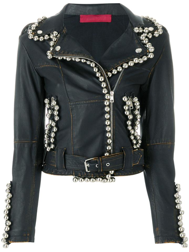 Di Liborio Sphere Embellished Biker Jakcet - Black