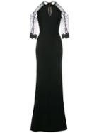 Roland Mouret Carrington Cold-shoulder Gown, Women's, Size: 14, Black, Viscose/acetate/spandex/elastane/polyamide