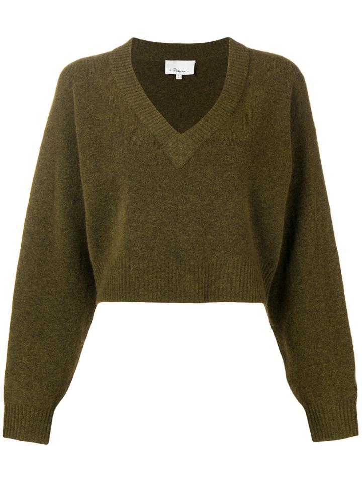 3.1 Phillip Lim Cropped Fitted Sweater - Green