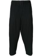 Homme Plissé Issey Miyake Pleated Cropped Length Trousers, Men's, Size: 3, Black, Polyester