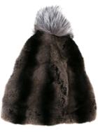 N.peal Bobble Hat, Women's, Grey, Rabbit Fur