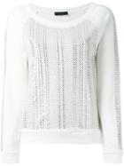 Twin-set Studded Sweatshirt, Women's, Size: Large, White, Cotton/pvc