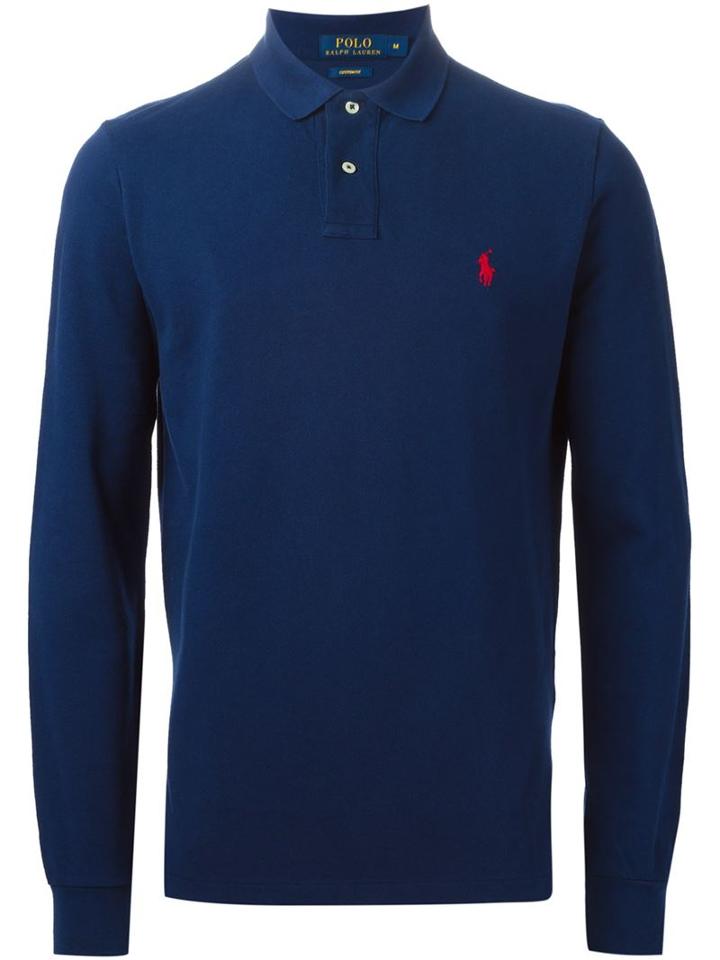 Polo Ralph Lauren Custom Fit Longsleeved Polo Shirt, Men's, Size: Xl, Blue, Cotton