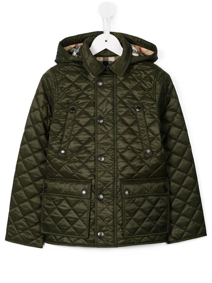 Burberry Kids Lightweight Quilted Jacket, Toddler Boy's, Size: 4 Yrs, Green