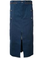 Chloé Utilitarian Slit Skirt, Women's, Size: 36, Blue, Cotton
