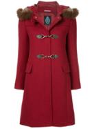 Guild Prime Fur Collar Double Breasted Coat - Red