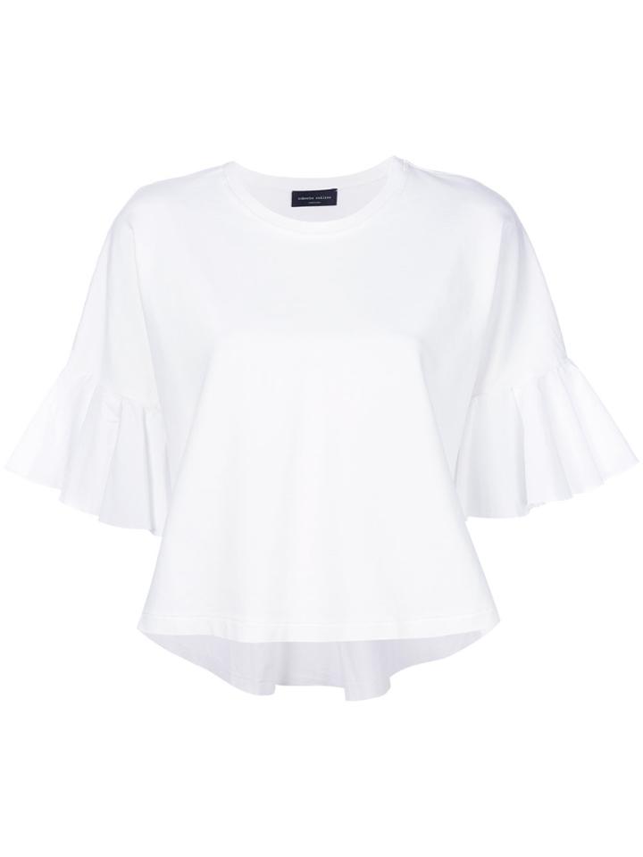 Roberto Collina Ruffled Sleeves T-shirt - White