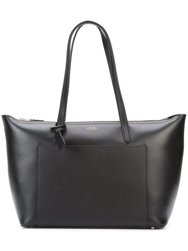 Smythson - 'panama East West' Tote - Women - Leather - One Size, Black, Leather