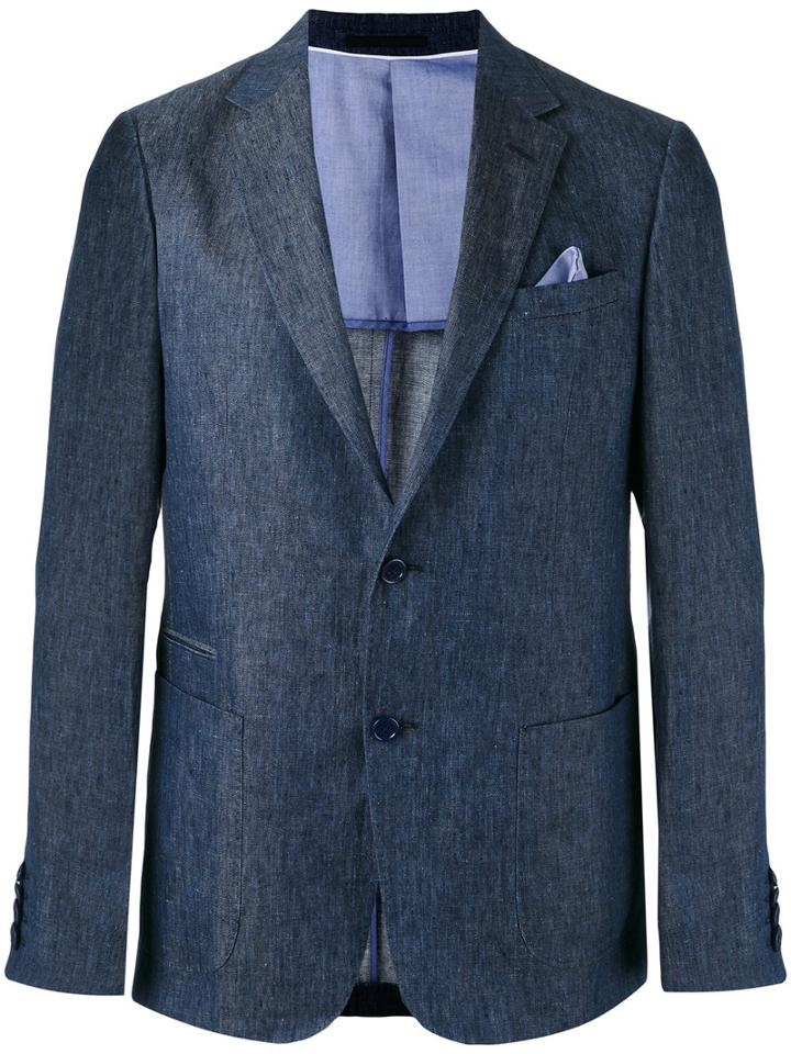 Z Zegna Woven Blazer, Men's, Size: 50, Blue, Linen/flax/cupro/cotton