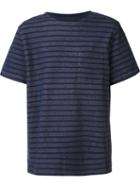 Saturdays Surf Nyc Striped Wide Fit T-shirt, Men's, Size: Xl, Blue, Cotton