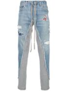 Greg Lauren Distressed Two Tone Jeans - Blue