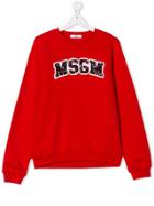 Msgm Kids Teen Embellished Sweatshirt - Red