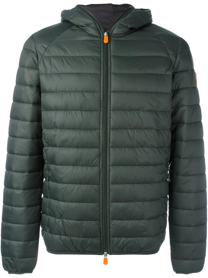 Save The Duck Hooded Padded Jacket, Men's, Size: Medium, Green, Nylon/polyester