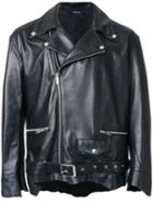 Christian Dada Classic Leather Biker Jacket, Men's, Size: 46, Black, Sheep Skin/shearling