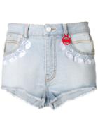 Gcds Swan Denim Shorts - Blue