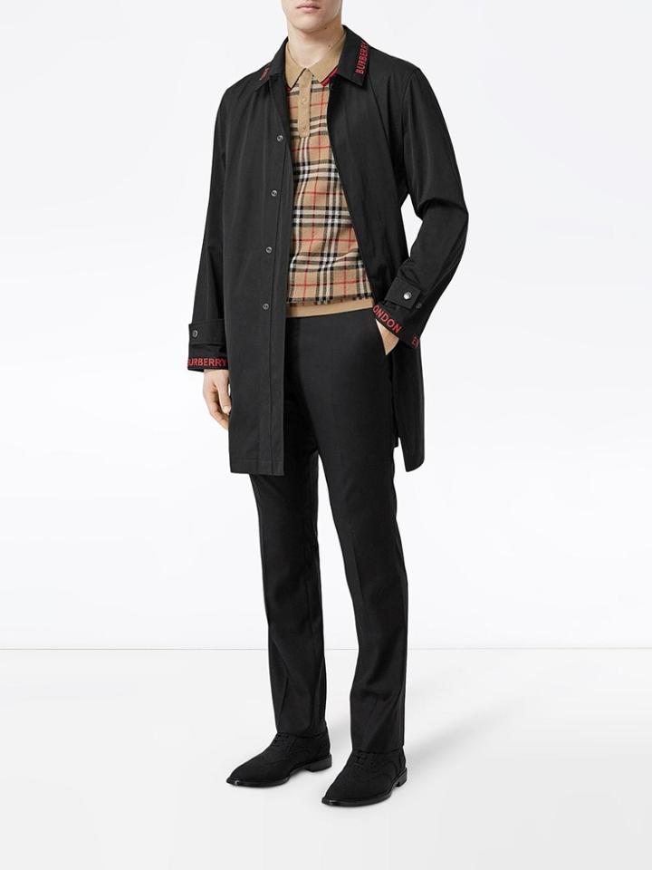 Burberry Logo Detail Technical Cotton Blend Car Coat - Black