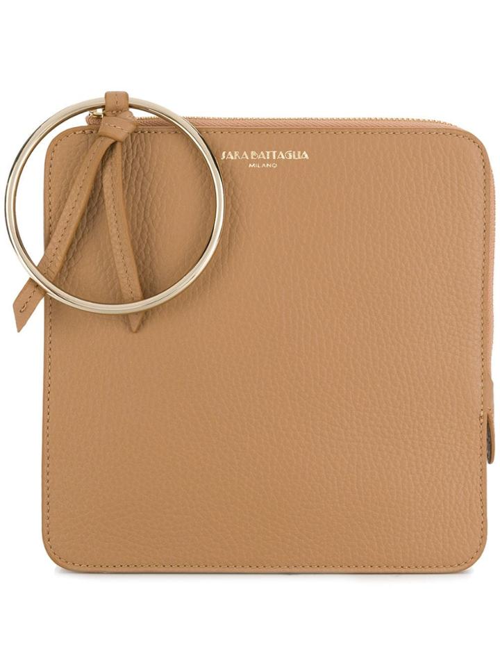 Sara Battaglia O-ring Clutch Bag - Nude & Neutrals