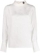Chloé Funnel Neck Floral-print Sweater - White