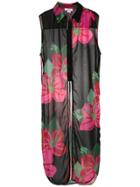 Amir Slama Flower Print Cover-up - Black