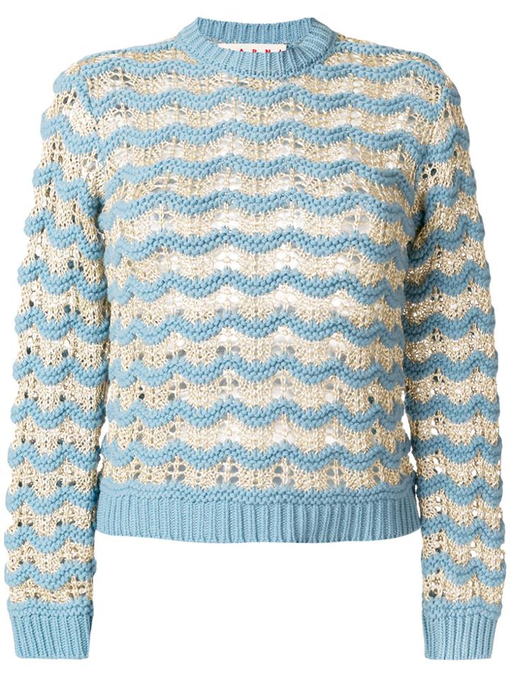 Marni Wave Knitted Sweater - Blue
