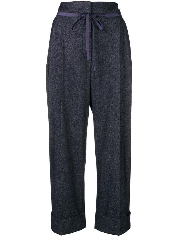 Giorgio Armani Tie Fastening Cropped Trousers - Blue